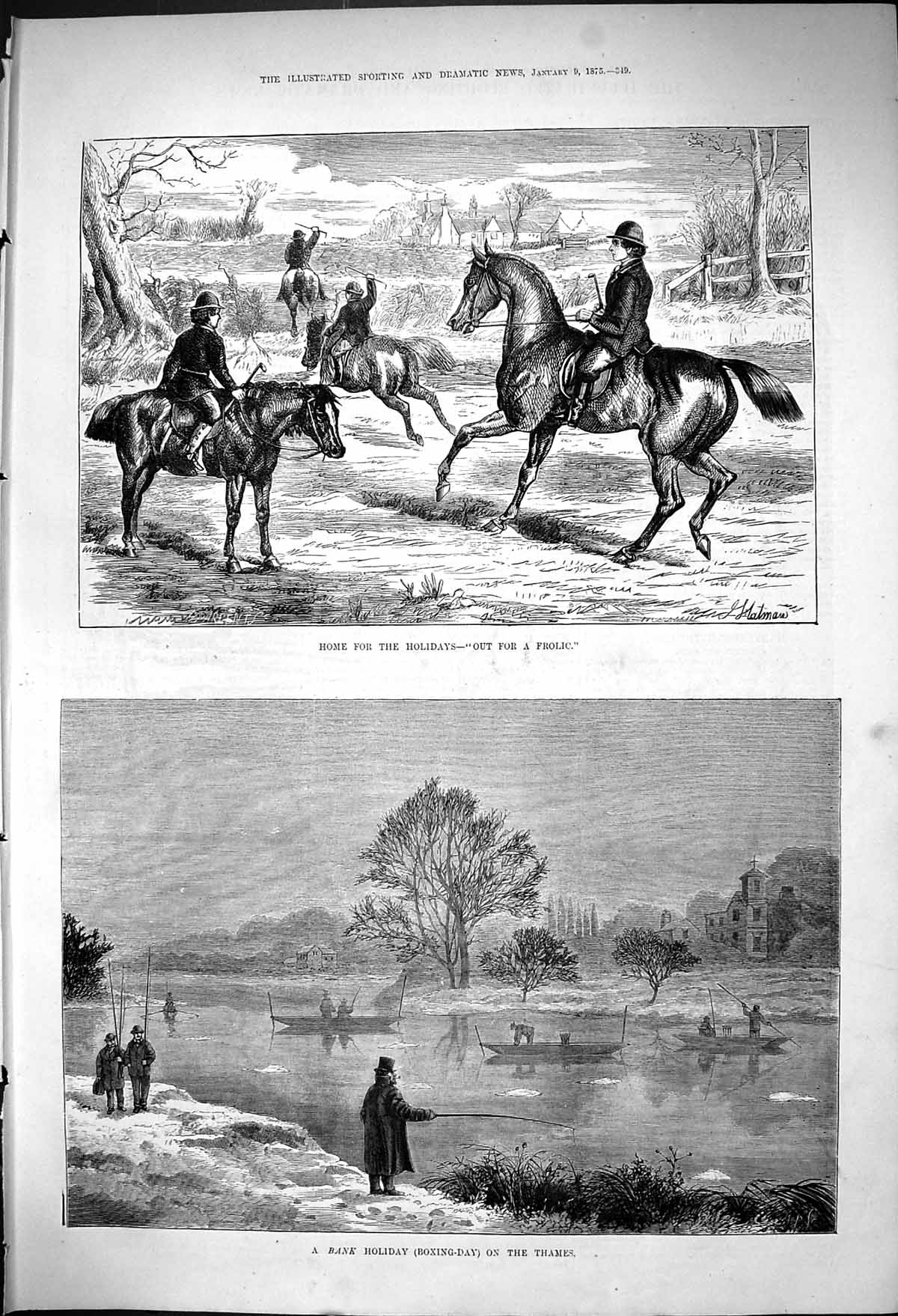 Old Home For Holidays Out Frolic Horses Boxing Day Thames Fishing 187 Victorian