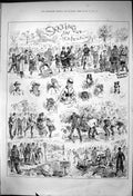 Old Print Skating On Serpentine Crowds People Swan Lake Falling Ice 1875 19th