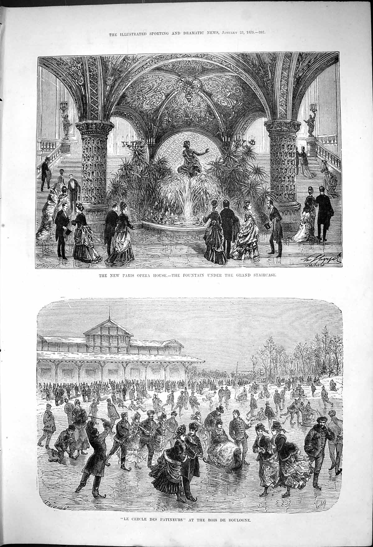 Old New Paris Opera House Fountain Staircase Skaters Bois De Bologne1