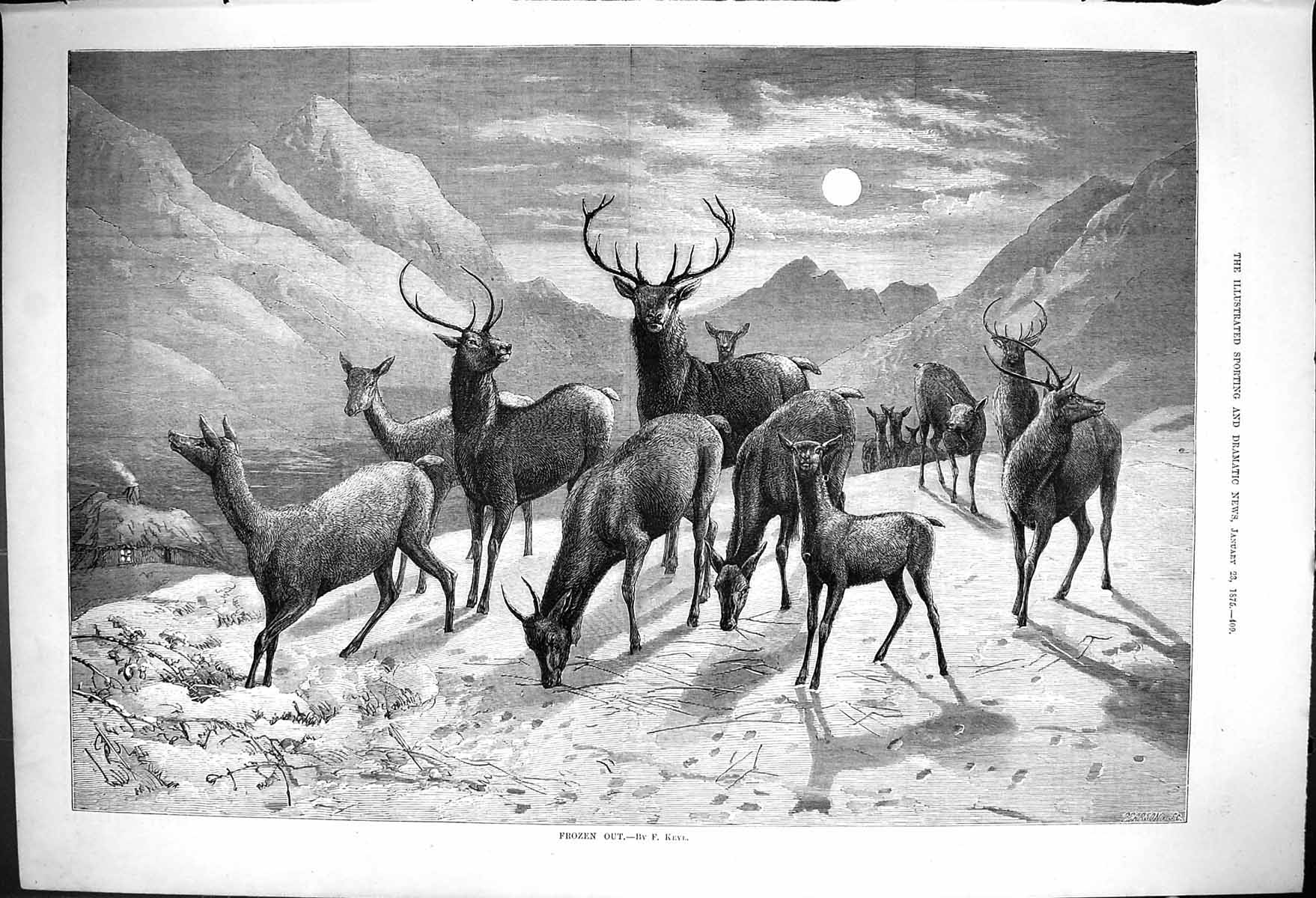 Old Frozen Out F Keyl Deer Snow Captious Critic Crier Mr Phelps 1875 Victorian