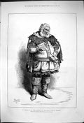 Old Antique Print Mr Phelps As Sir John Falstaff Merry Wives Windsor 1875 19th