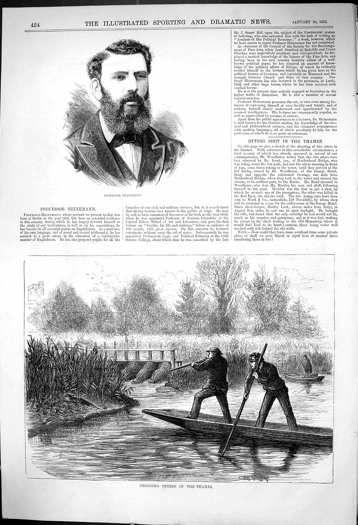Old Professor Heinemann Born Berlin 1837 Shooting Otters Thames 1875 Victorian