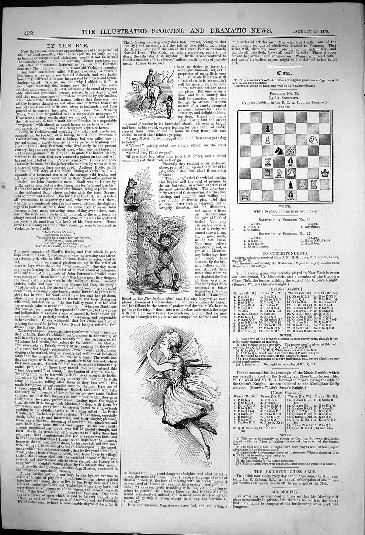Original Old Antique Print Wicket Urchin Dog Man Horseback Fairy Wand 1875 19th