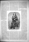 Original Old Antique Print Mr M Fetcher Character Hamlet 1875 19th