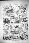 Antique Old Print Sporting Dramatic Valentines Pantomines Goody Twanky 1875