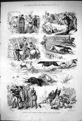Antique Print Sketches Waterloo Coursing Meeting Altcar Near Liverpool 1875