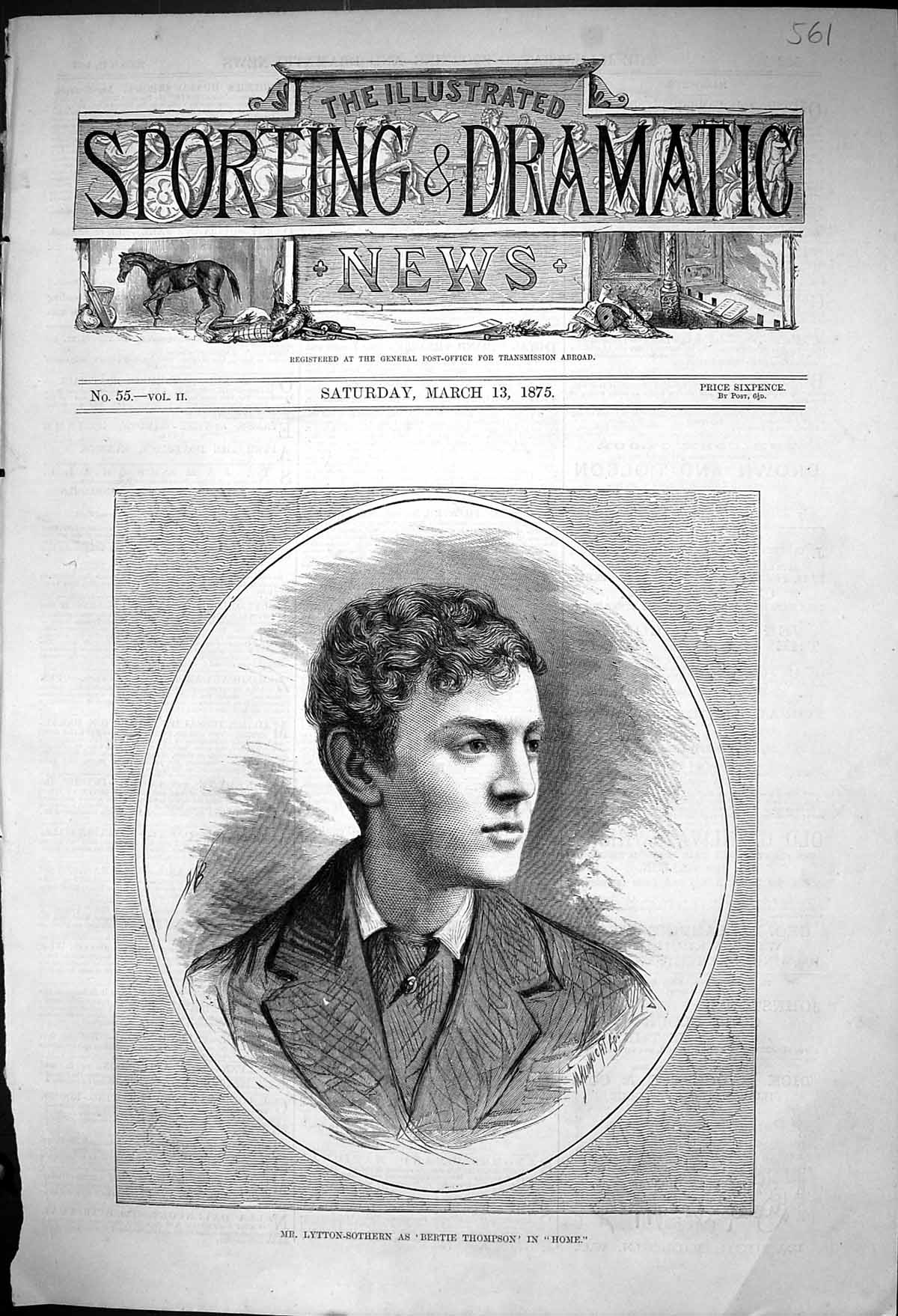 Original Old Antique Print Mr Lytton-Sothern As Bertie Thompson In Home 1875