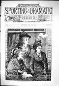 Old Print Balcony Chiswick Dark Blue Wins Dower Wilson Three Ladies 1875 19th