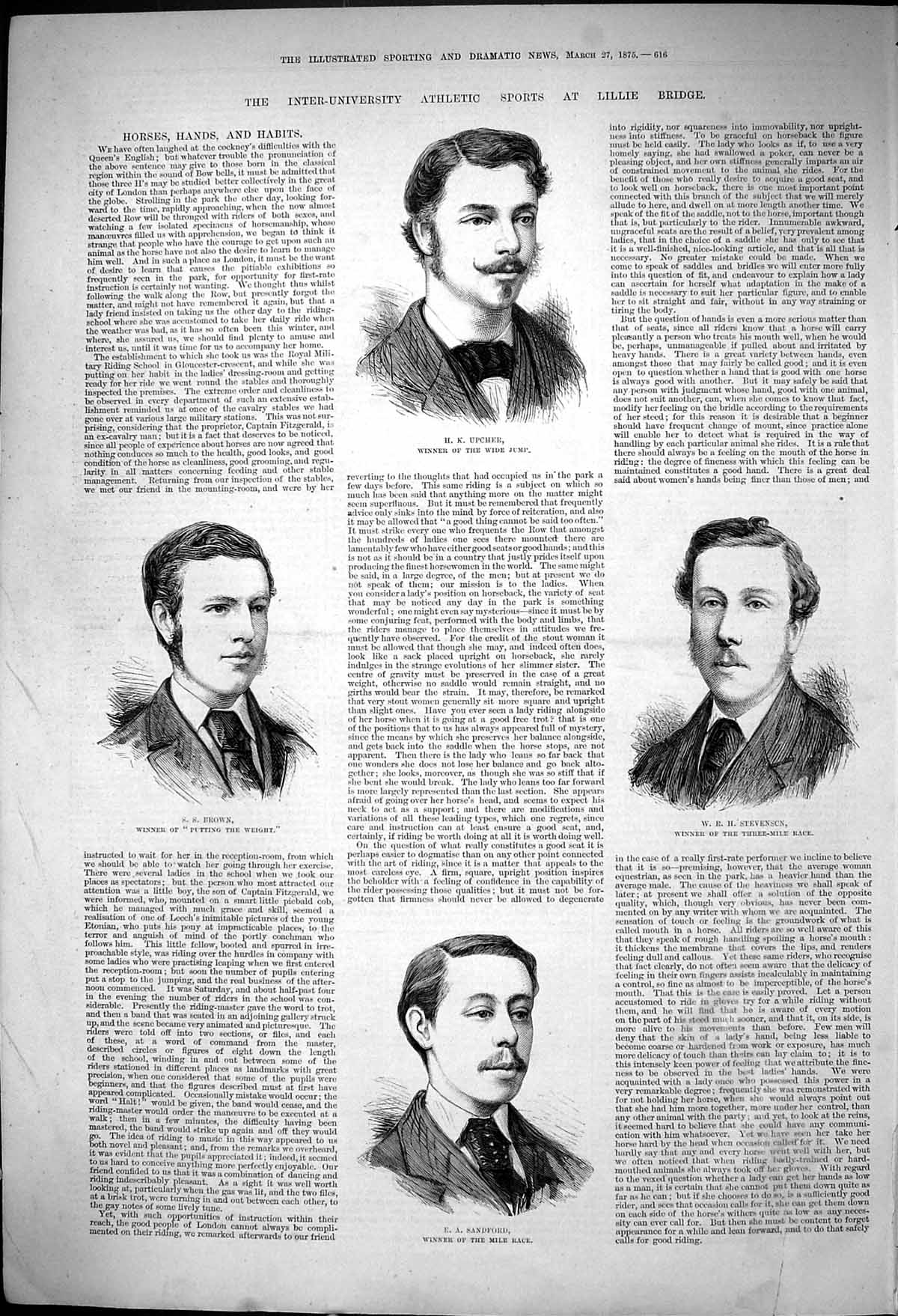 Old Inter University Athletics Lillie Bridge Upcher Brown Sandford 18 Victorian