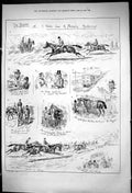 Antique Print 1875 Horse Racing Trial Spring Handicap Jockeys Railway Train