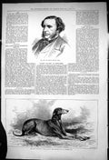 Antique Print 1875 Portrait Sir Joseph Hawley Bart Greyhound Stud Girl Blue