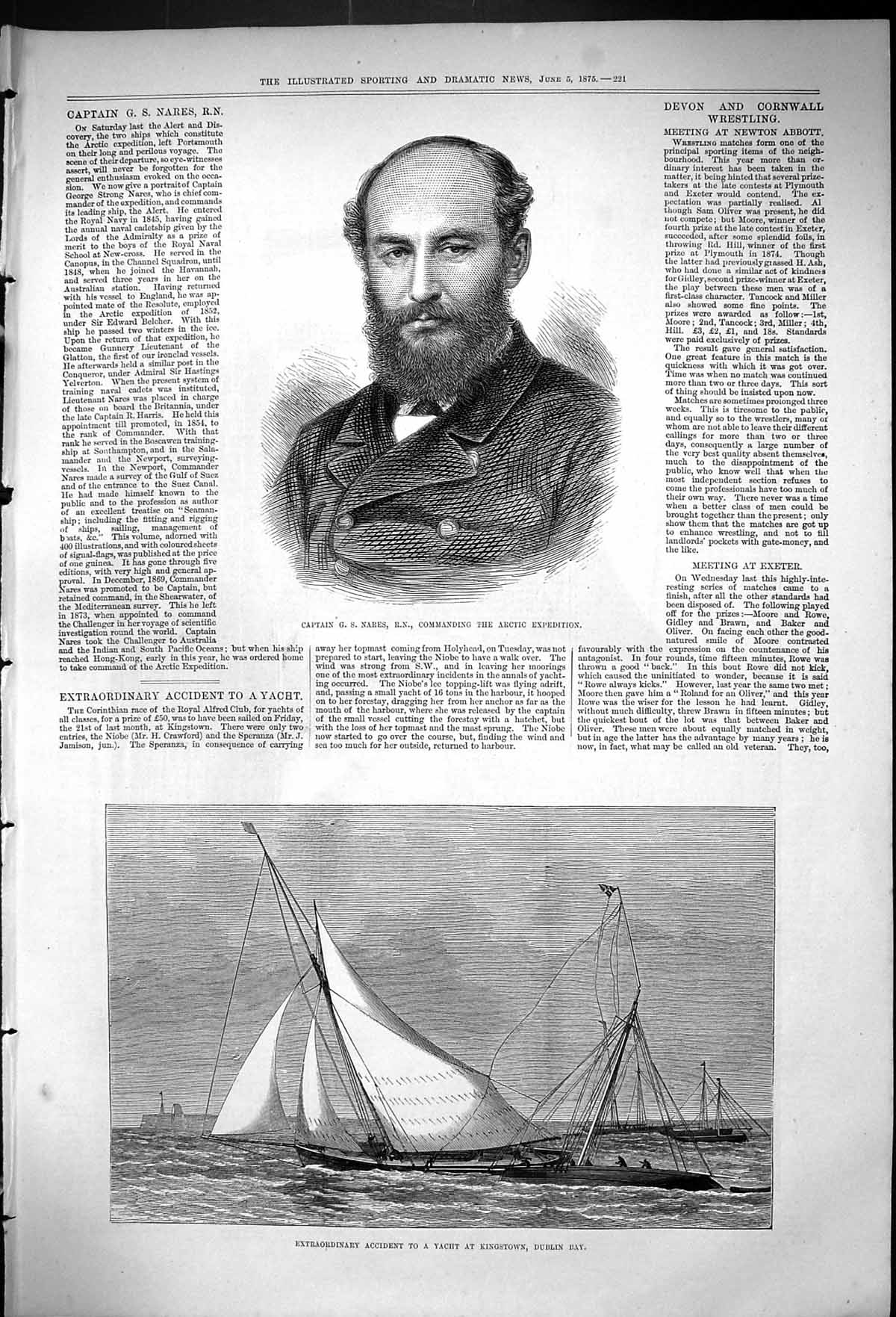 Old 1875 Portrait Captain Nares Arctic Expedition Yacht Crash Kingsto Victorian
