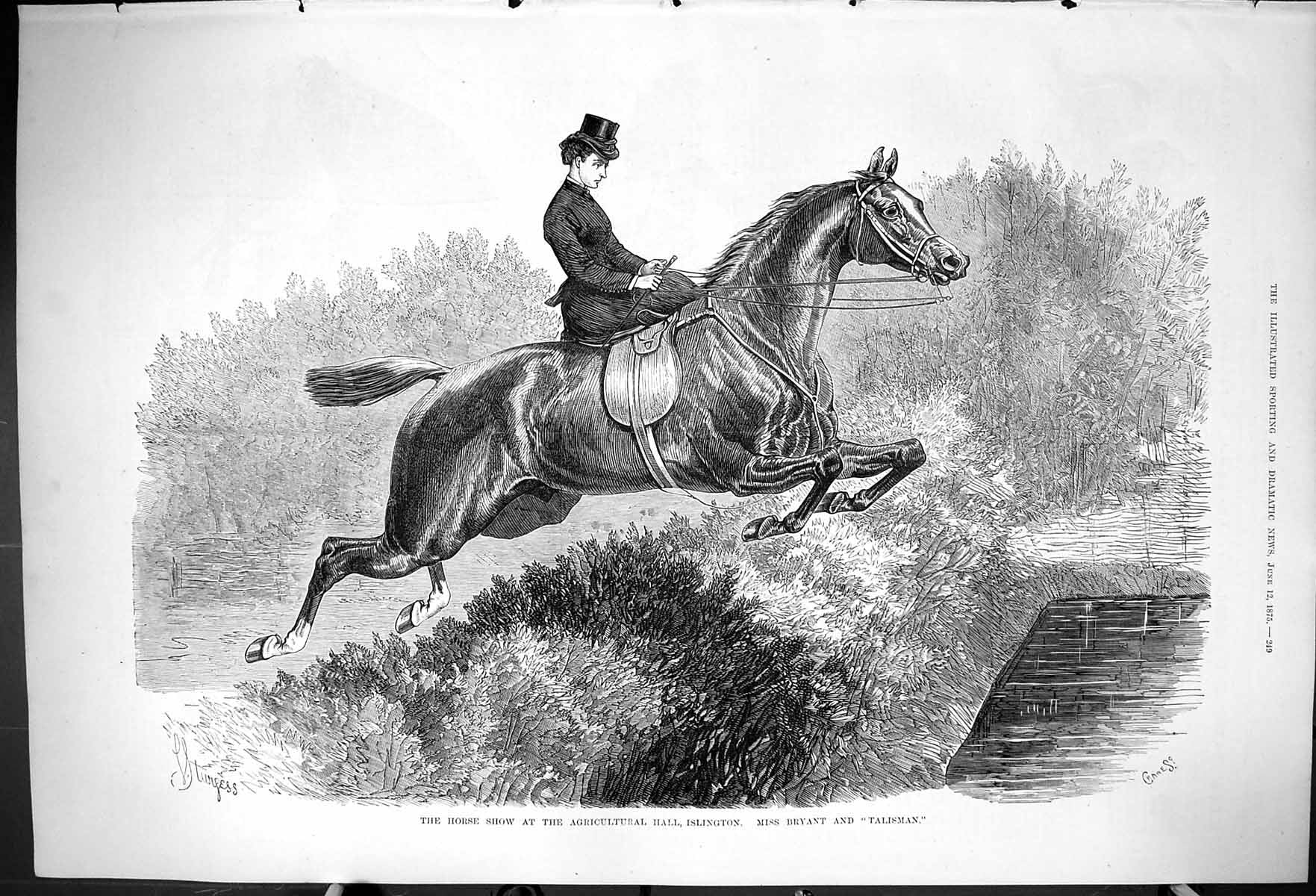 Old 1875 Horse Show Agricultural Hall Islington Miss Bryant Talisman Victorian