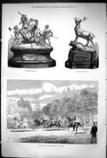 Antique Old Print 1875 Ascot GCup Royal Hunt Prize Horse Racing Sport Jockeys
