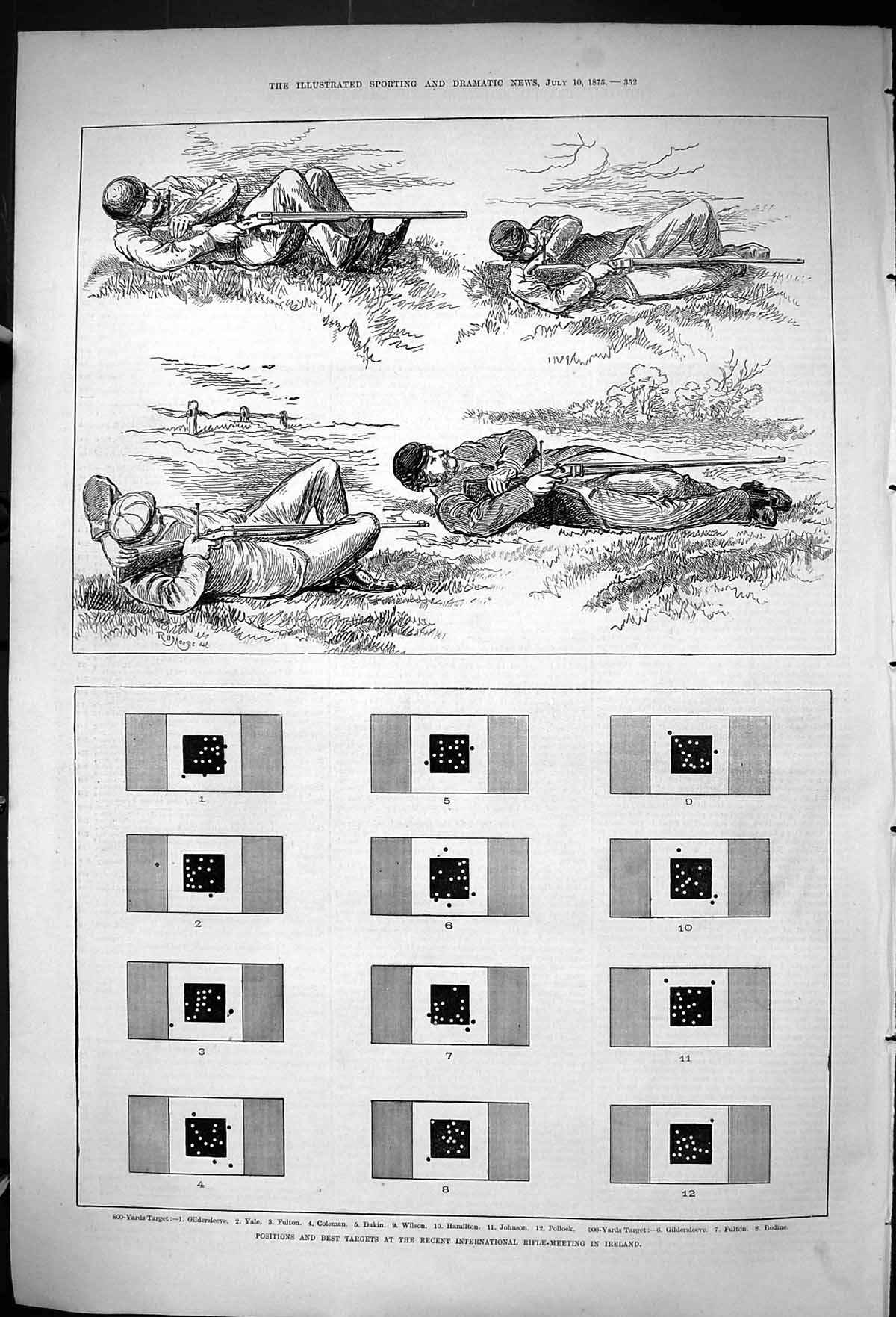 Old 1875 Rifle Shooting Targets Ireland Yale Fulton Wilson Dakin John Victorian