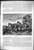 Original Old Antique Print 1875 Pair Right Sort Horses Hunting Huntsman Sport
