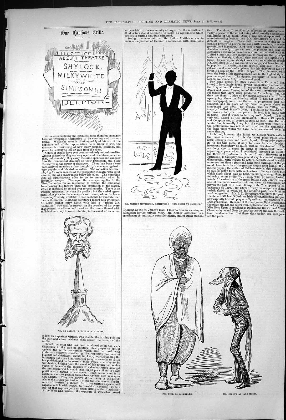 Old Captious Critic Theatre Adelphi Shylock Salthello Hill Steyne 187 Victorian