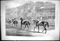 Original Old Antique Print 1875 Goodwood Horse Racing Jockeys Parade Sport 19th
