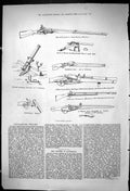 Antique Old Print 1875 Fashioned Firearms Pierrier Quoin Spanish Lock Pistol