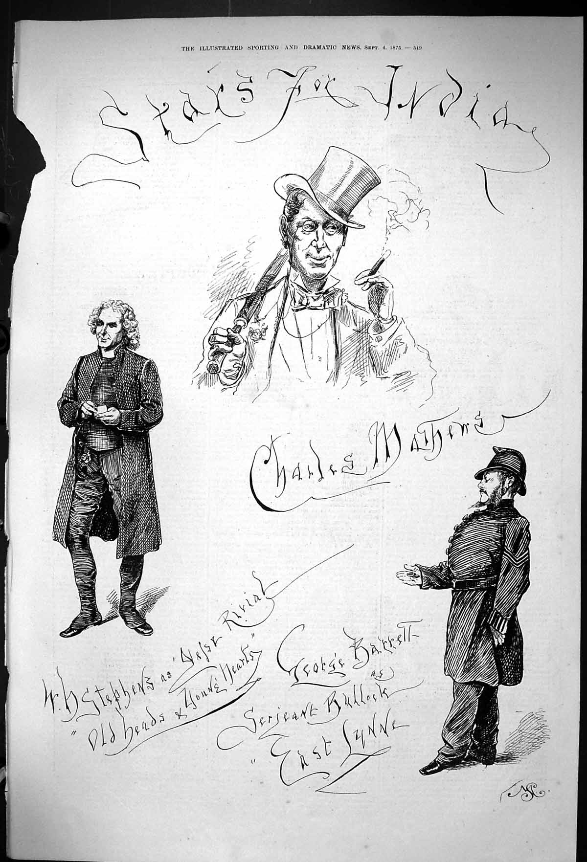 Old Theatre Stars India Charles Mathews Barrell Stephens Bullock 1875 Victorian