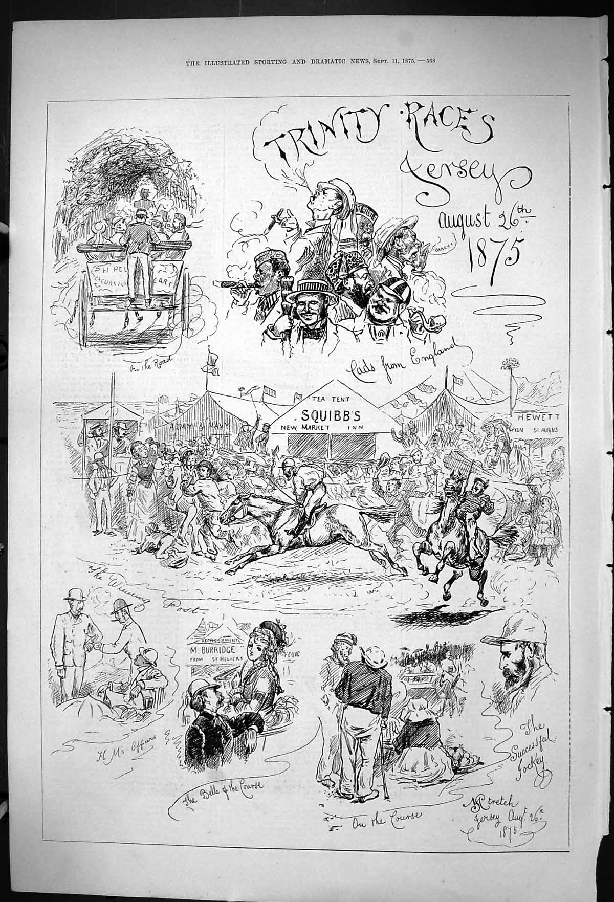 Old Trinity Races Jersey Horse Racing Sport Burridge Squibbs Tea 1875 Victorian