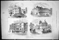 Original Old Antique Print Four Famous Theatres Southwark Globe Gen Lane 1875