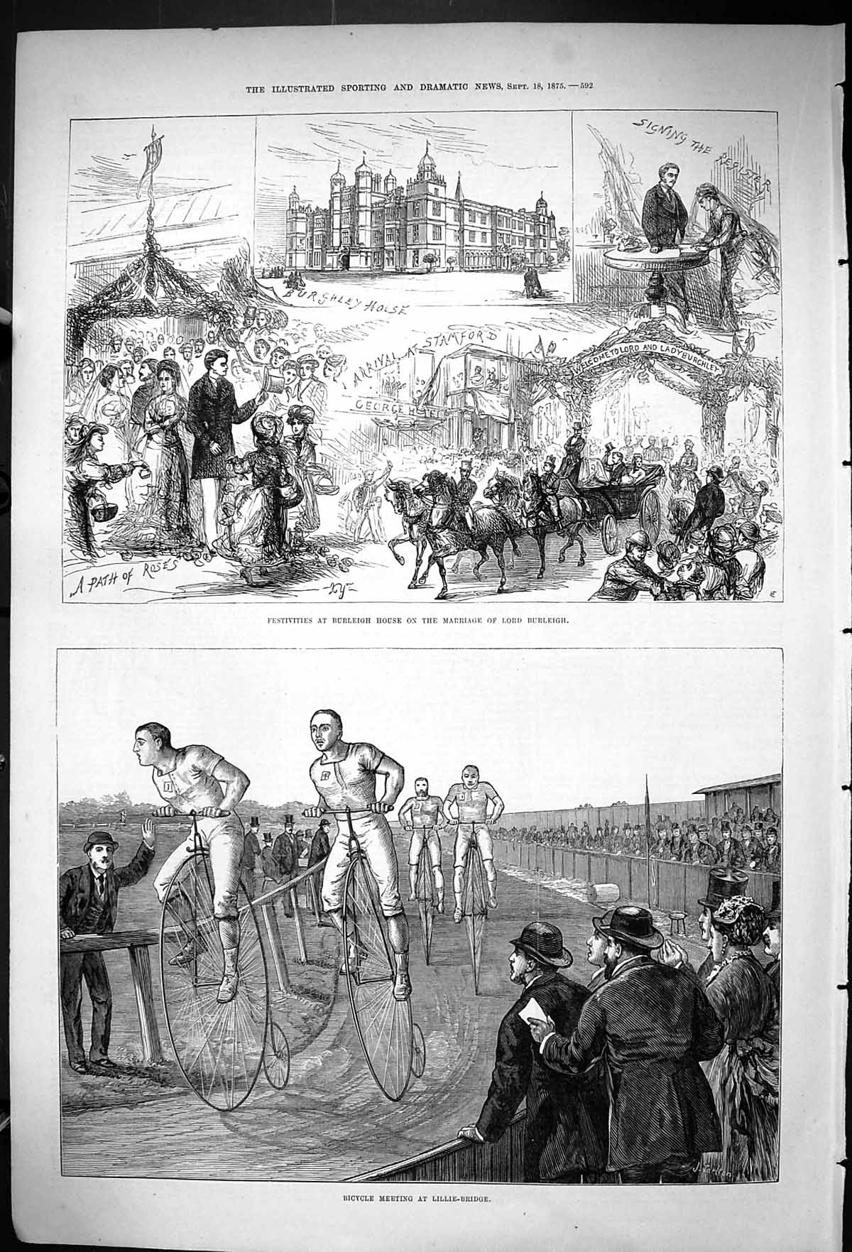 Old 1875 Festivities Burleigh House Lord Wedding Bicycle Lillie Bridg Victorian