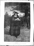 Original Old Antique Print 1875 Fine Art Portrait Hamlet Irving Theatre Actor