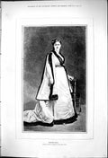 Original Old Antique Print 1875 Portrait Madame Pasca Beautiful Woman Victorian