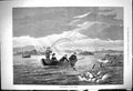 Antique Old Print 1875 Trout Fishing Loch Leven Scotland Fishermen Boat Birds