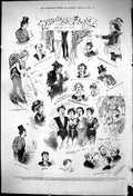 Old Antique Print 1875 Extracts Press Dancing Troupe Clowns Tights Circus 19th