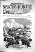 Antique Old Print 1875 Crew Pandora Ship Boat Shooting Seals Hunting Sport 19th