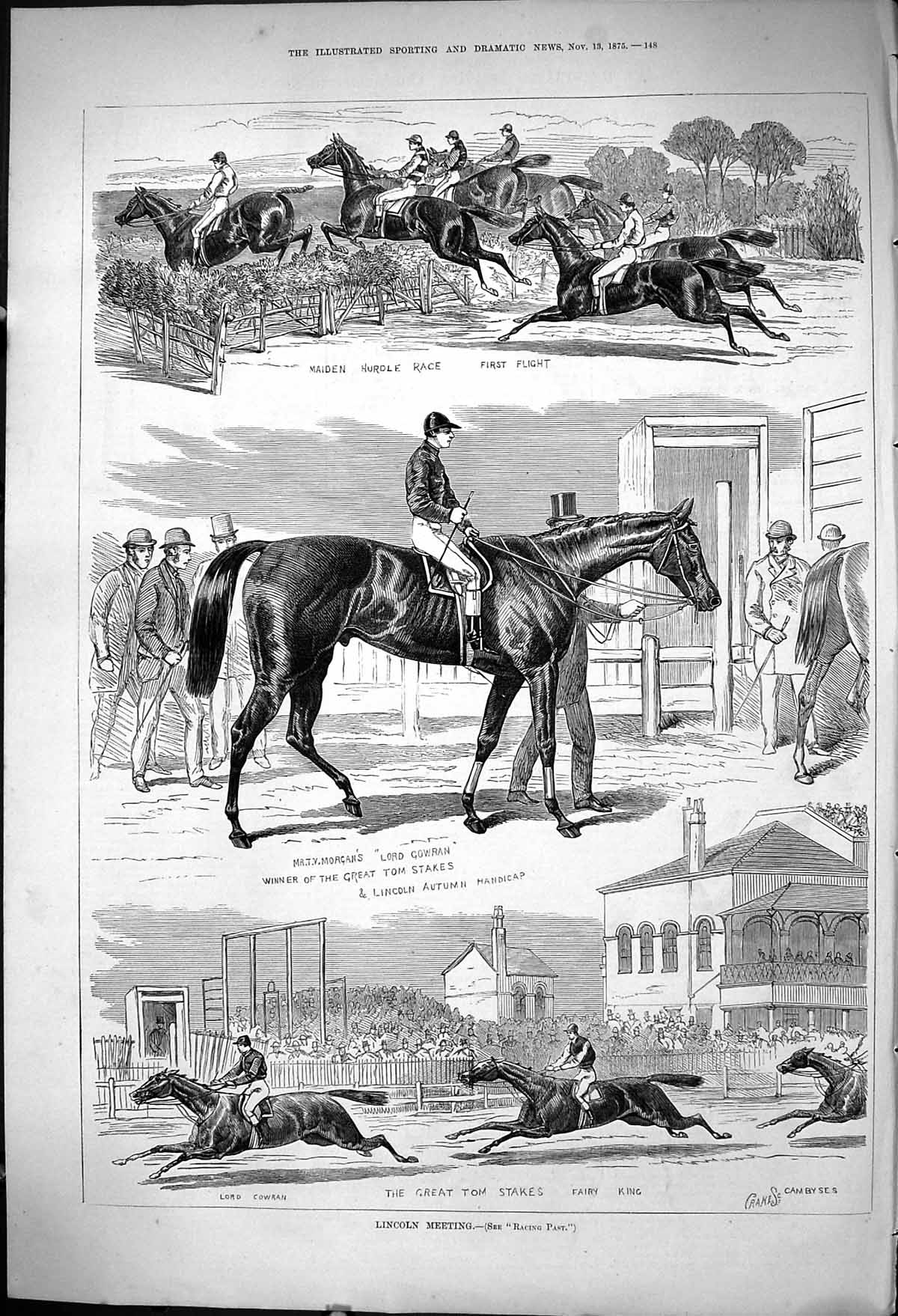 Old 1875 Lincoln Sport Horse Racing Meeting Morgan Cowran Fairy King Victorian