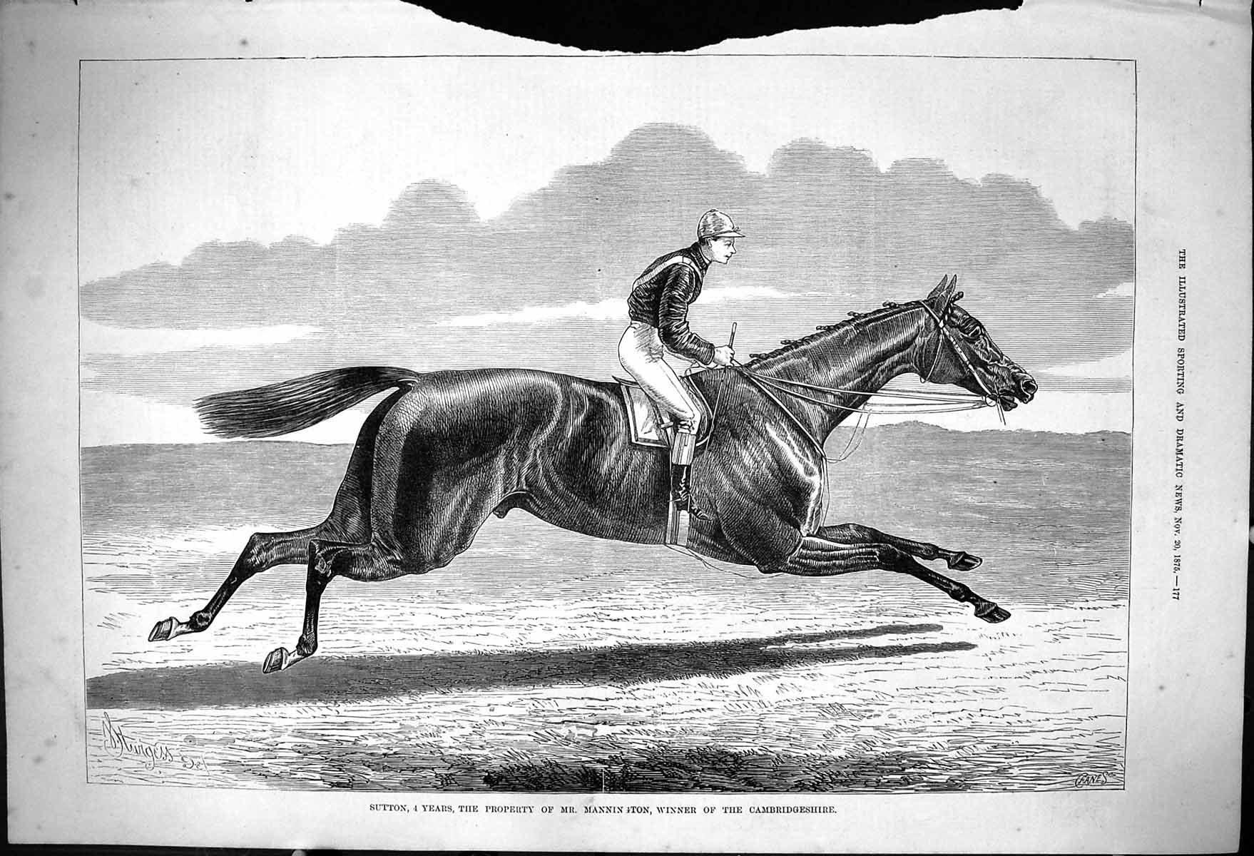 Old 1875 Sutton Horse Racing Mannington Cambridgeshire Winner Jockey Victorian
