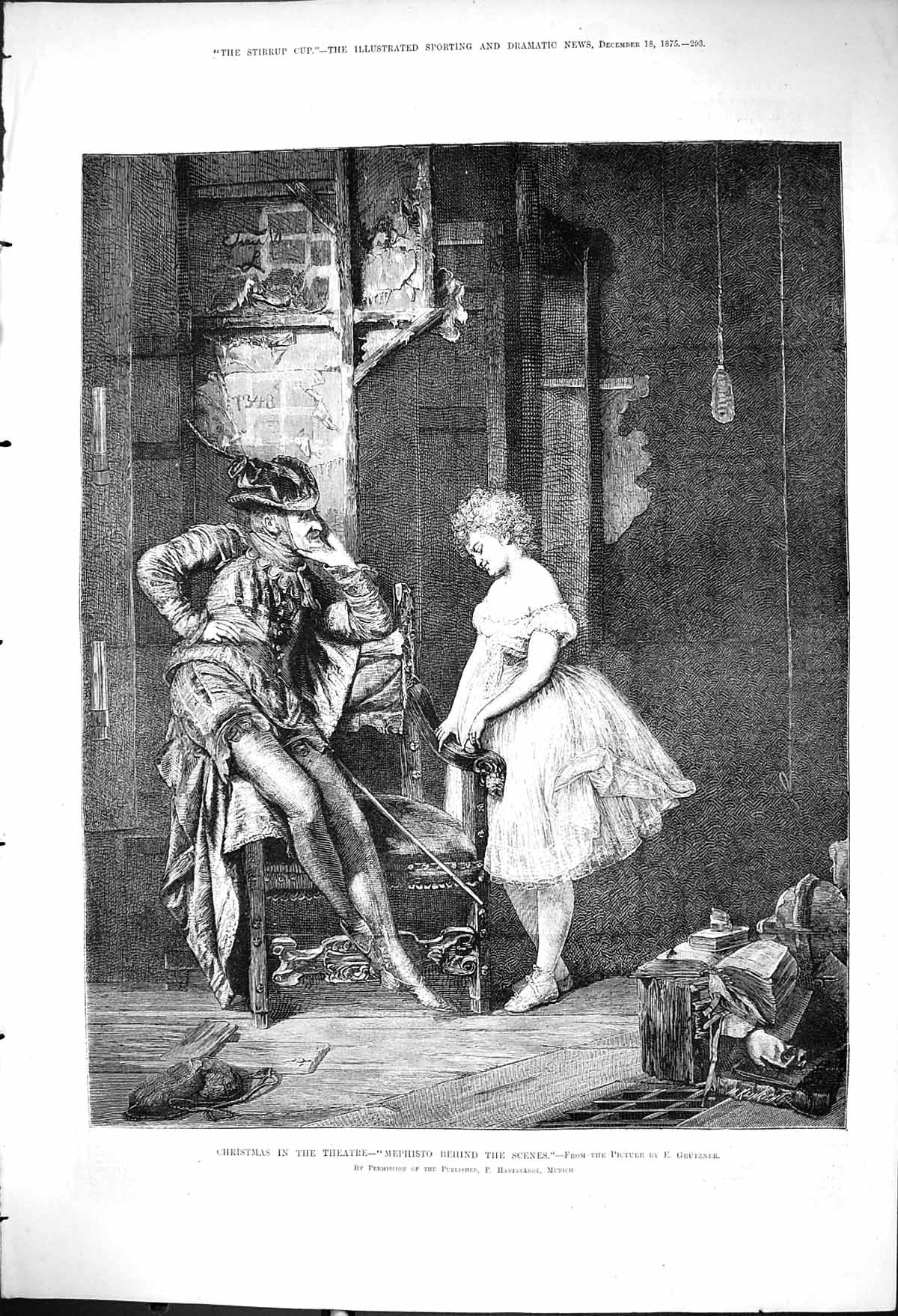 Old 1875 Christmas Theatre Mephisto Behind The Scenes Romance Actor A Victorian
