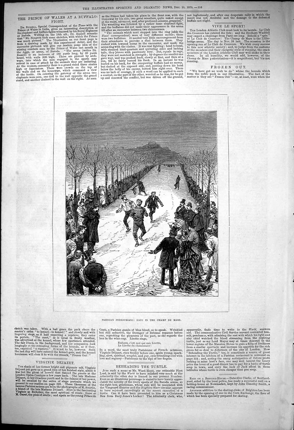 Old 1875 Parisian Pedestrians Walking Race Champ De Mars Paris France Victorian
