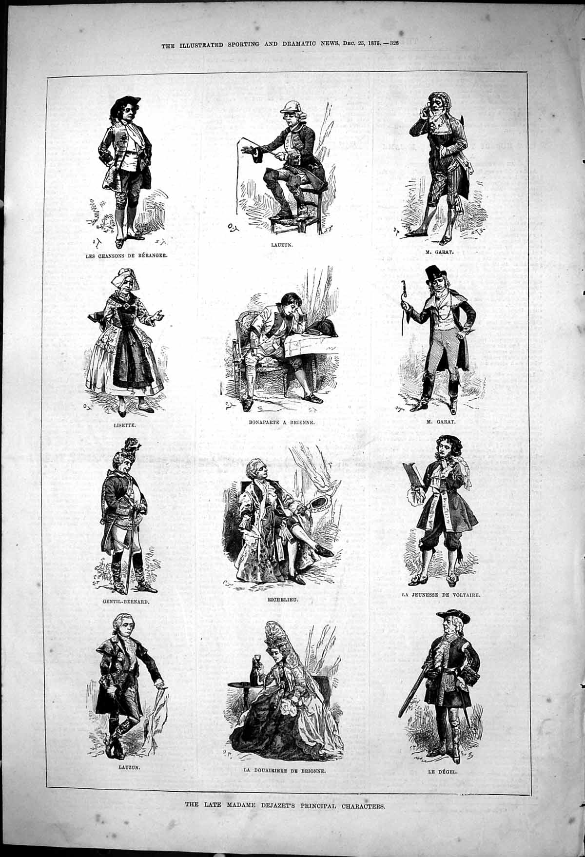 Old 1875 Madame Dejazet Principal Characters Lauzun Garat Degel Brion Victorian