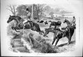 Original Old Antique Print 1876 Horses Hunting Jumping Fence Huntsmen Sport