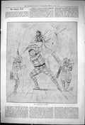 Original Old Antique Print 1876 Captious Critic Theatre Pantomime Clown Jester