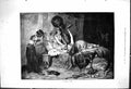Original Old Antique Print Tortoise Fight Beautiful Woman Bedroom Scene 1876