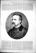 Original Old Antique Print 1876 Portrait The Duc D'Aumale Man 19th