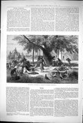 Old 1876 Evening Encampment European Travellers Rajpoor India Camels Victorian