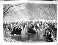 Old Print 1876 Ice Skating New Lake Berlin Germany Winter Sport Sledges 19th