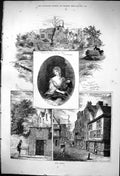 Antique Old Print 1876 Nell Gwynn Portrait Drury Lane Bagnigge House Wells 19th