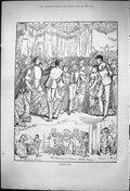 Original Old Antique Print 1876 Military Ball Men Ladies Dancing Romance 19th