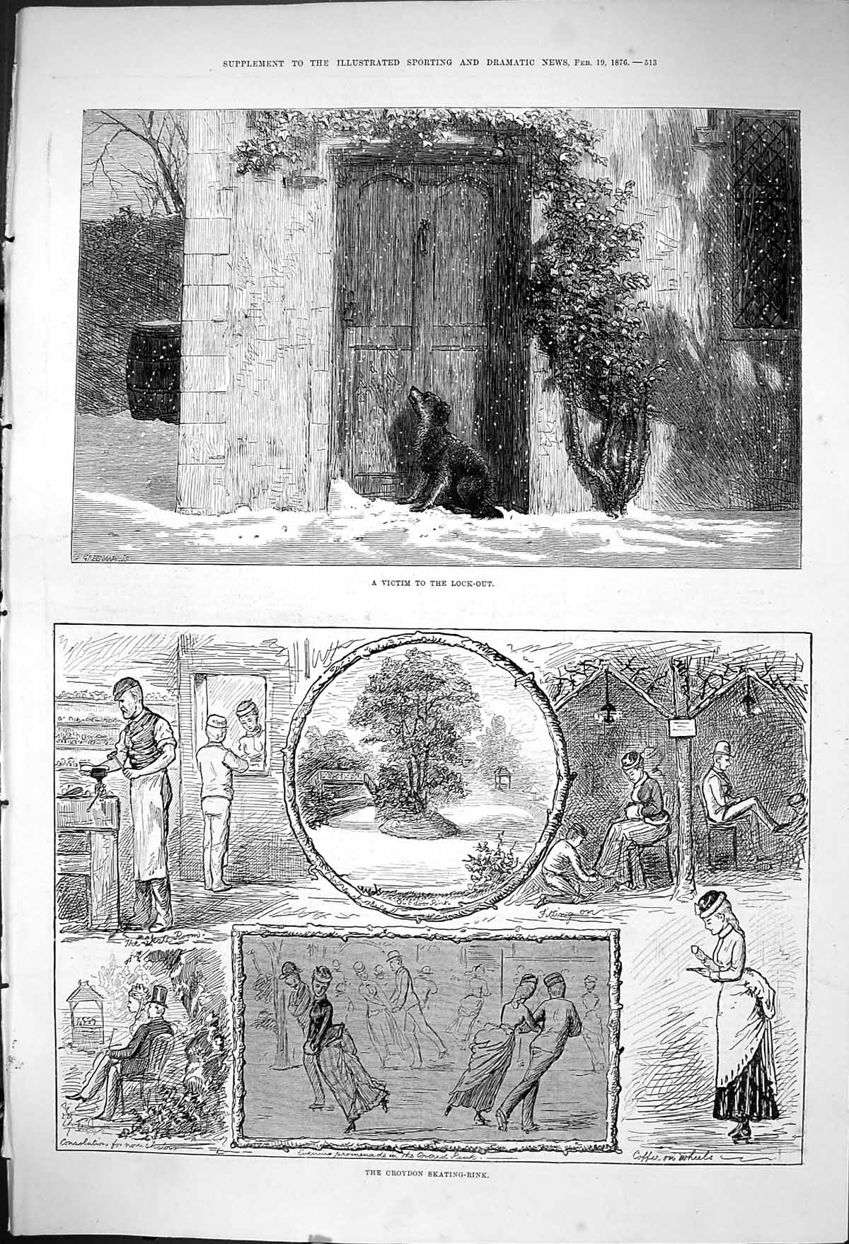 Old 1876 Dog Lock-Out House Snow-Storm Croydon Ice Skating Rink Roman Victorian