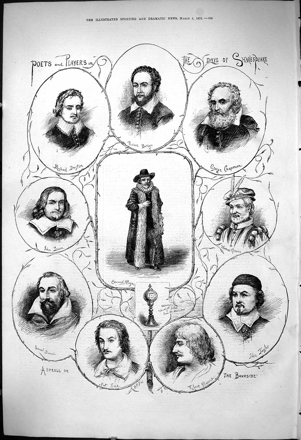 Old 1876 Poets Players Daryton Lowen Danile Field Taylor Chapman Gree Victorian