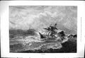 Original Old Antique Print 1876 Lee-Shore Stormy Sea Ship Wreck 19th