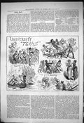 Original Old Antique Print 1876 University Terms Boat Race Sport Comedy Sketch