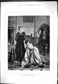 Antique Old Print 1876 Scene Man Carrying Death Warrant Marie Stuart Ladies